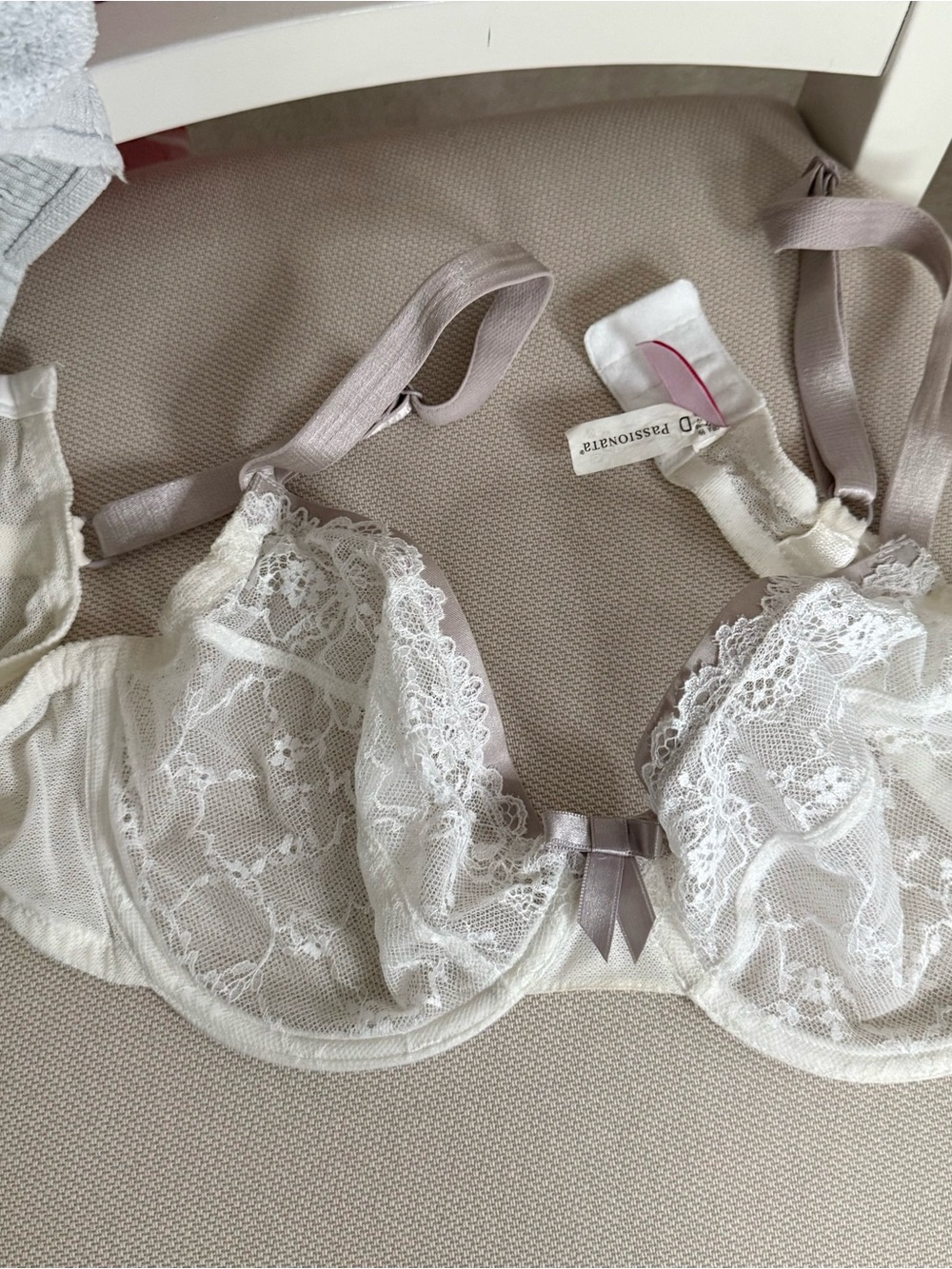 Lace Underwire Bra with Taupe Trim by PASSIONATA
